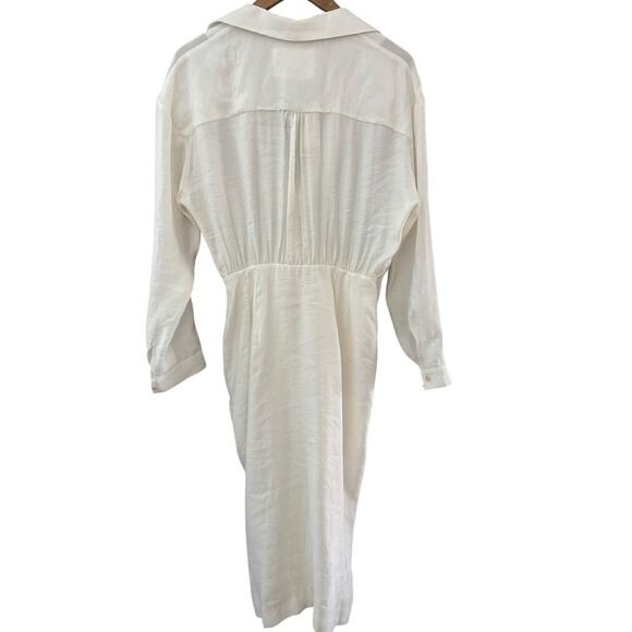 Anthropologie V-Neck Knot Front Midi Dress White Size 6 - Picture 6 of 10